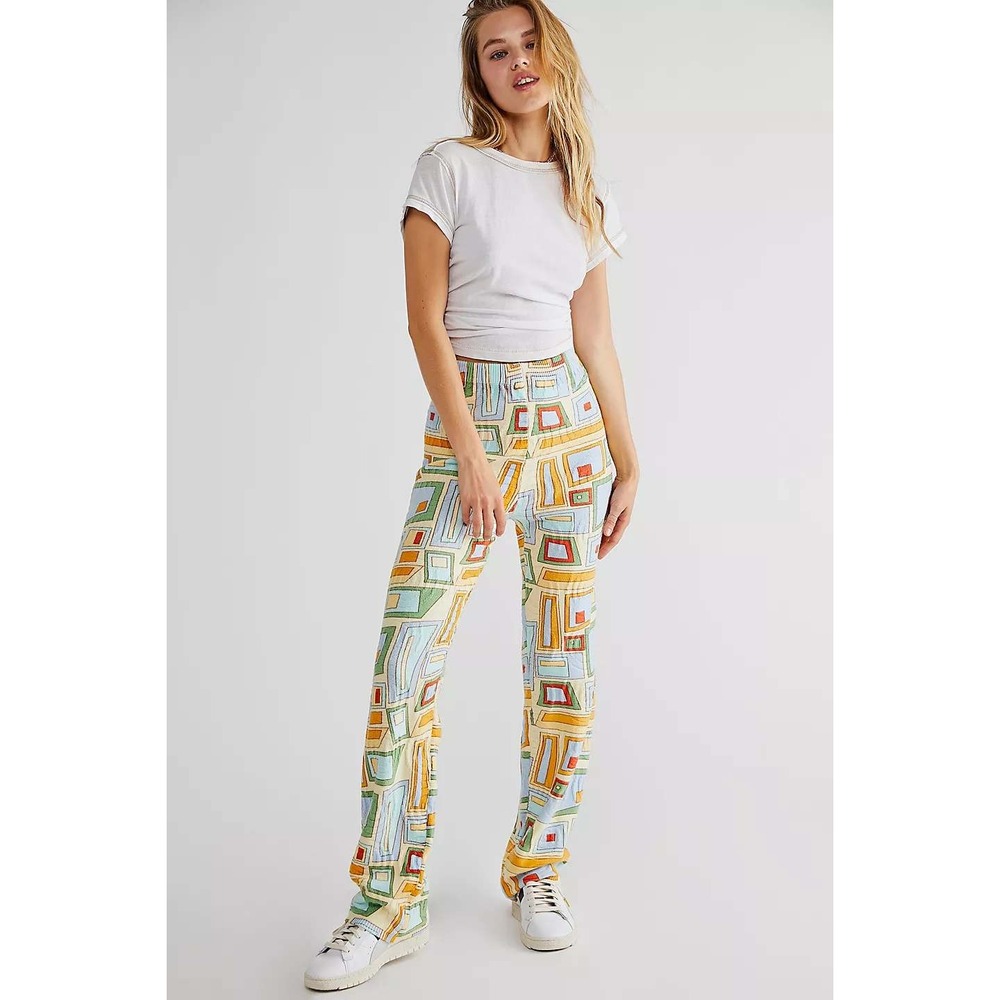 House of Sunny Pepperland Pants Multi Color Geometric Knit Trousers Size 8